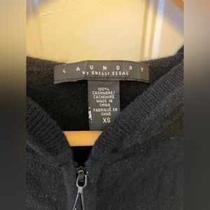 Laundry by Shelli Segal Black Cashmere zip-up Hoodie